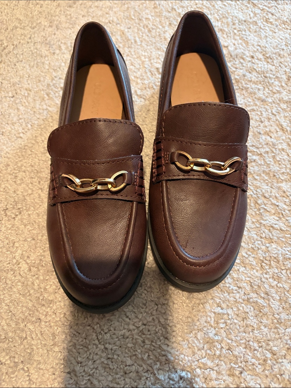 Old Navy Burgundy Loafers with Gold Chain Accent